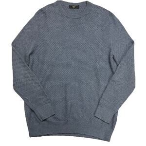 Charles Tyrwhitt Mens M Textured Sweater Crew Neck Merino Wool Blue London